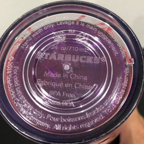 2014 STARBUCKS 24 Oz. VENTI Cold Cup Tumbler PURPLE RED Hibiscus No Straw RARE - Picture 10 of 10